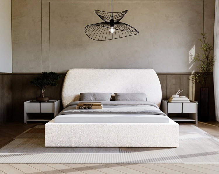 Polsterbett mit Lattenrost 140x200 Blossom - Cremig