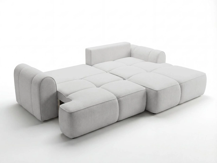 Ecksofa L-Form Rechts mit Schlaffunktion und Bettkasten Bonno Grau