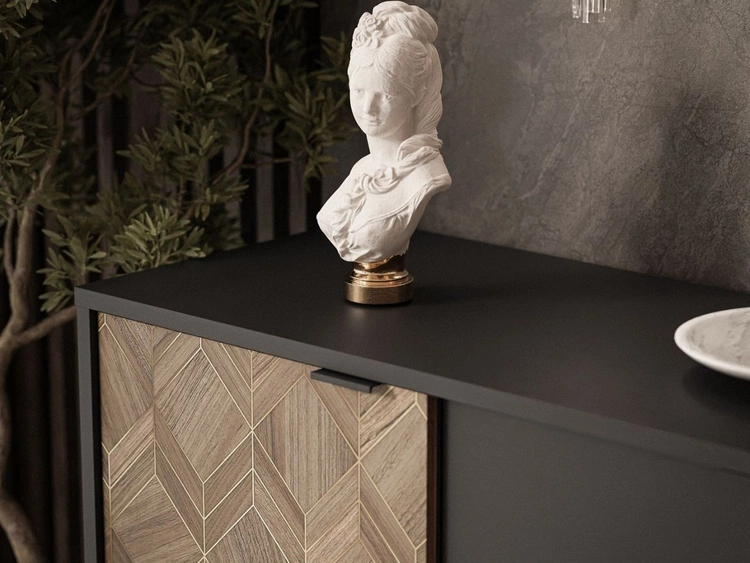 Kommode mit Türen und Schubladen Tavio Schwarz