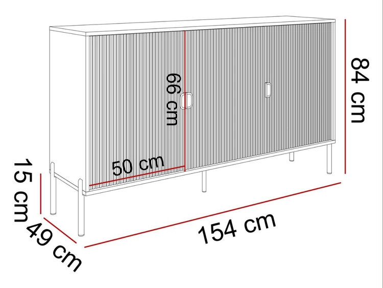 Kommode dreitürig breit mit goldfarbenen Griffen und Füßen, Orlean Schwarz Matt