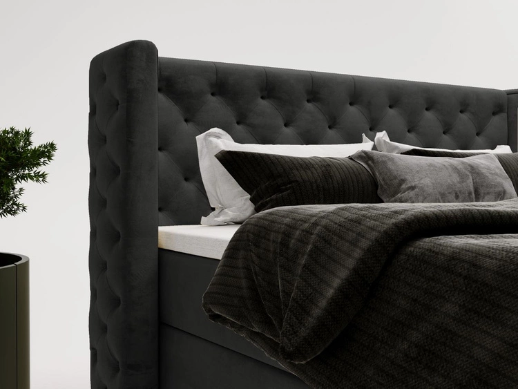 Boxspringbett mit Bettkasten 140x200 Lion Schwarz