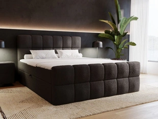 Boxspringbett mit Bettkasten 180x200 Bouclé-Stoff Alicante Schwarz