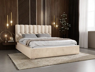 Polsterbett mit Bettkasten und Lattenrost 200x200 Roma Beige
