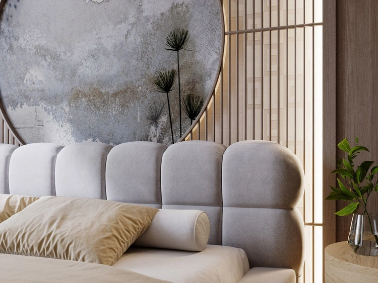 Polsterbett mit Bettkasten und Lattenrost 180x200 Plaza Grau