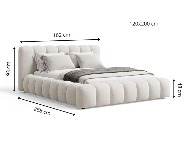 Polsterbett mit Bettkasten und Lattenrost 120x200 Averia Beige