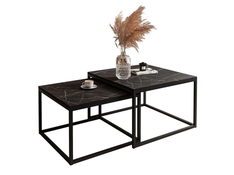 Couchtisch auf schwarzem Metallrahmen Asumi Schwarz 40x46