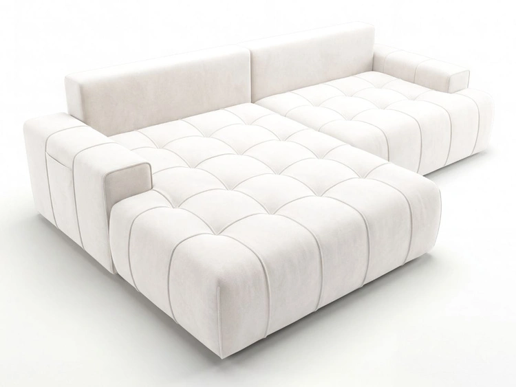 Ecksofa L-Form mit Schlaffunktion und Bettkasten Tulio Links Creme