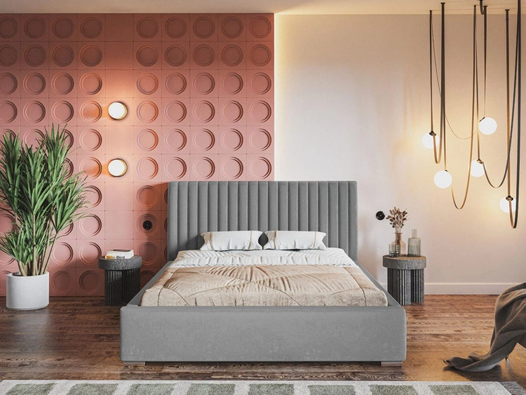 Polsterbett mit Bettkasten und Lattenrost 120x200 Toscania Grau