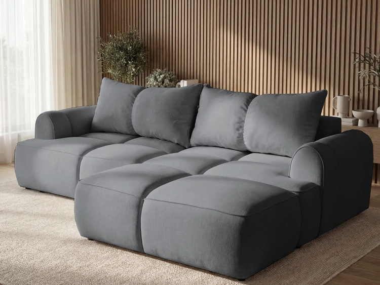 Ecksofa L-Form Rechts mit Schlaffunktion und Bettkasten Bonno Dunkelgrau