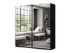 Schwebetürenschrank Zweitüriger mit Spiegelm 194 cm Nuveo Schwarz Hochglanz