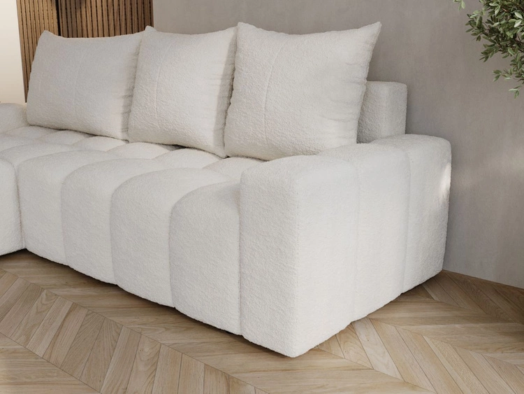 Ecksofa L-Form mit Schlaffunktion und Bettkasten Bresso Creme