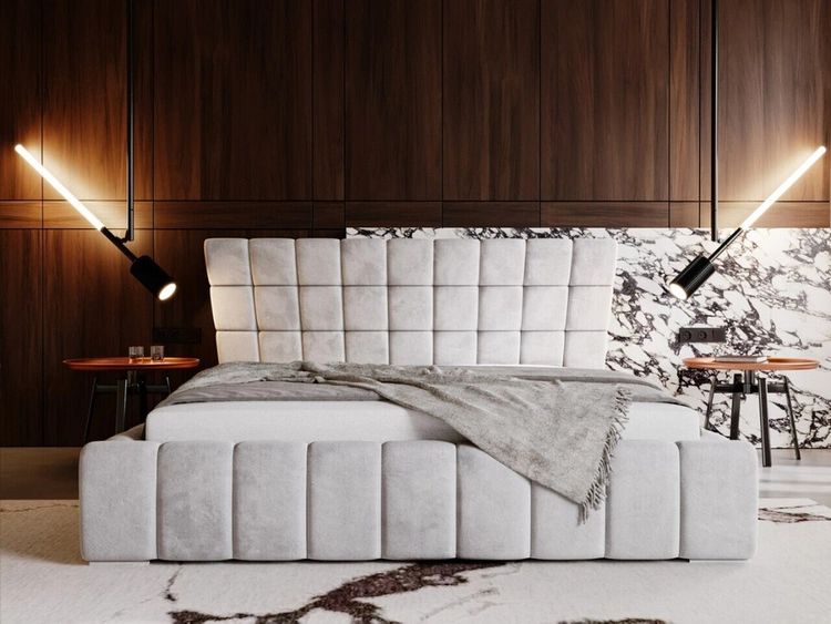 Polsterbett mit Bettkasten und Lattenrost 160x200 Paris Hellgrau