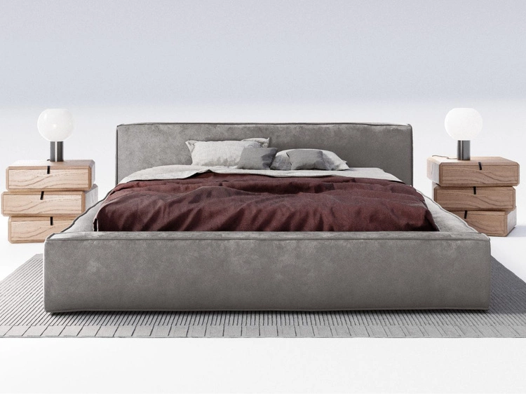 Polsterbett mit Bettkasten und Lattenrost 120x200 Mali Grau