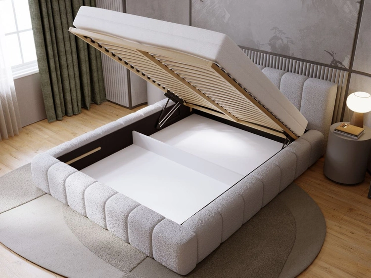 Polsterbett mit Bettkasten und Lattenrost 140x200 Orio Grau