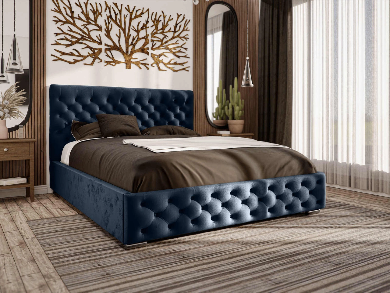 Glamour Bett Marsylia 140x200 - Dunkelblau