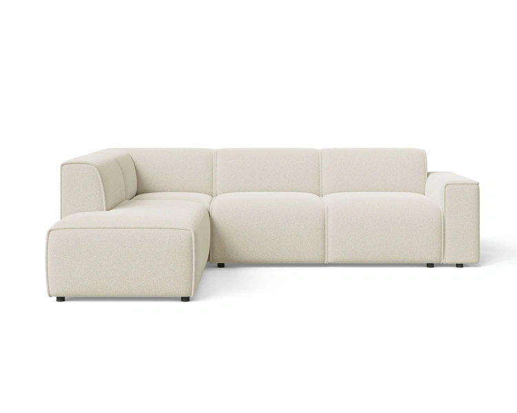 Ecksofa L-Form Links Eluno Bouclé-Stoff Hellbeige