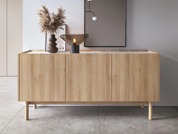 Wohnzimmerset Braha Riviera Eiche, Bianco Marmor