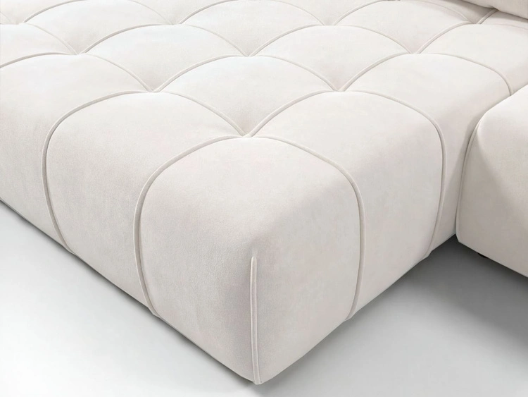Ecksofa L-Form mit Schlaffunktion und Bettkasten Tulio Links Creme