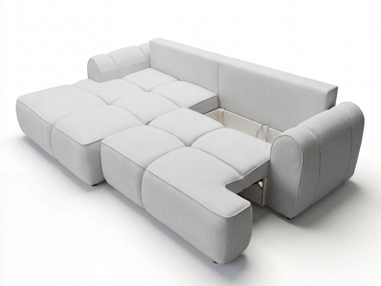 Ecksofa L-Form Links mit Schlaffunktion und Bettkasten Bonno Grau