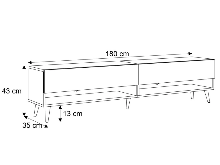 TV-Schrank für das Wohnzimmer 180 cm mit schwarzen Beinen und LED-Beleuchtung Aurelie Kaschmir Hochglanz