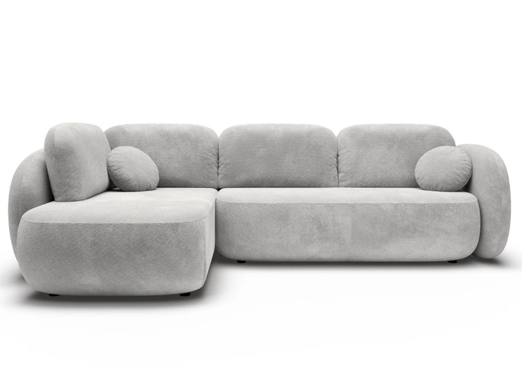 Ecksofa mit Schlaffunktion und Bettkasten Links Carino Hellgrau