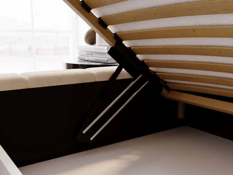 Polsterbett mit Bettkasten und Lattenrost 120x200 Mellow Beige