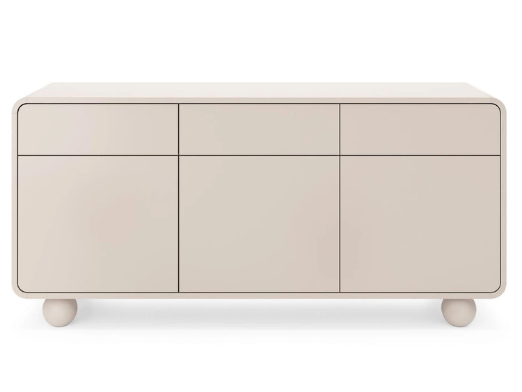 Dreitürige Kommode mit Schubladen auf kugelförmigen Beinen Soffio Kaschmir