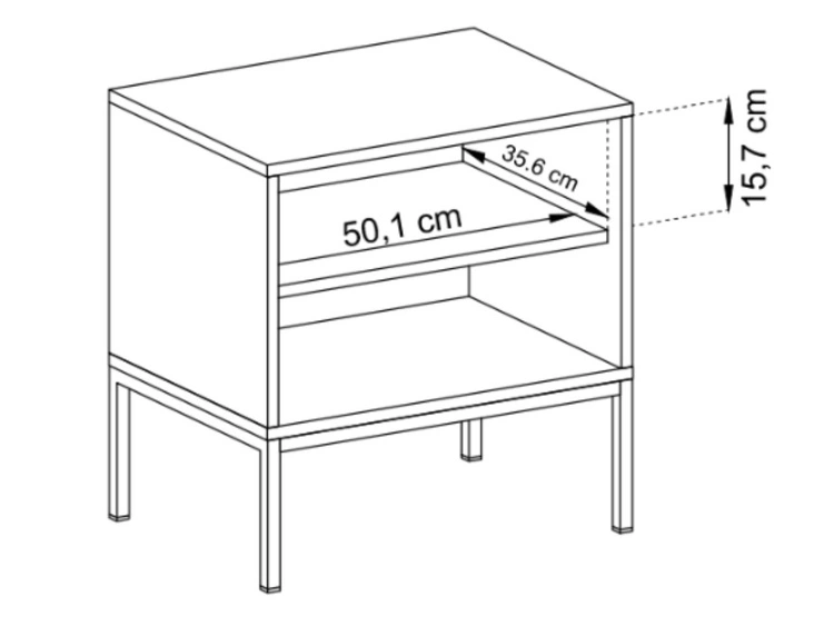 Nachttisch mit Schublade auf Golden Metallbeinen Amor Marineblau
