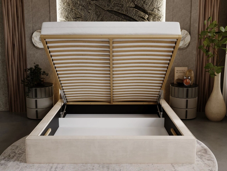 Polsterbett mit Bettkasten und Lattenrost 200x200 Apollo Grau