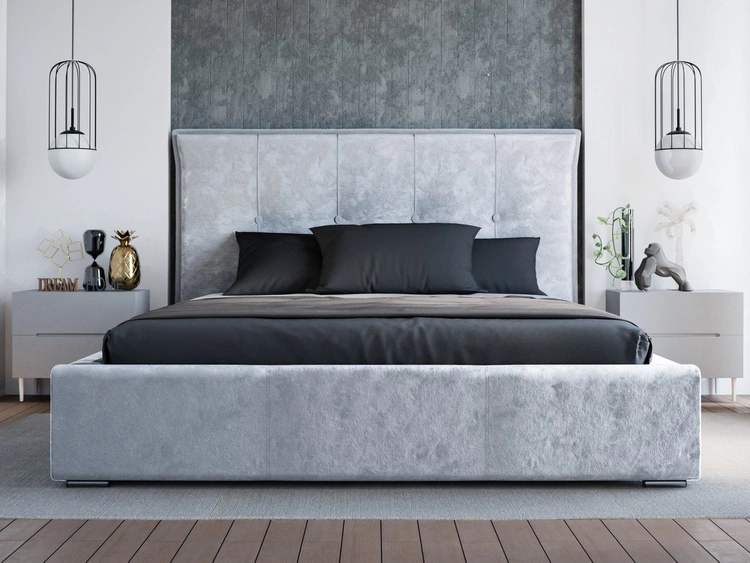Polsterbett mit Bettkasten und Lattenrost 140x200 Valencia Hellgrau