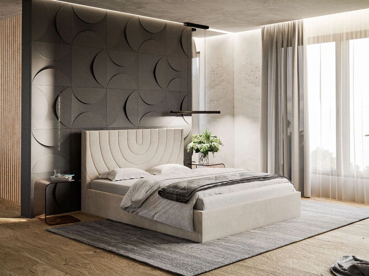 Polsterbett mit Bettkasten und Lattenrost 140x200 Corti Beige