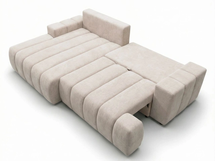 Ecksofa L-Form Links mit Schlaffunktion und Bettkasten Caleo Beige