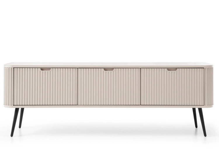 TV-Lowboard mit Türen Viva Beige auf Schwarzen Beinen