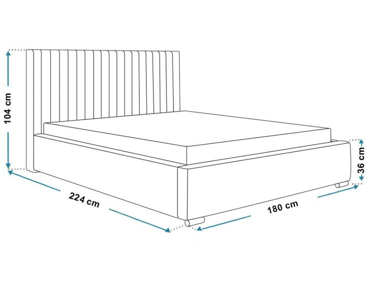 Polsterbett mit Bettkasten und Lattenrost 160x200 Toscania Dunkelblau