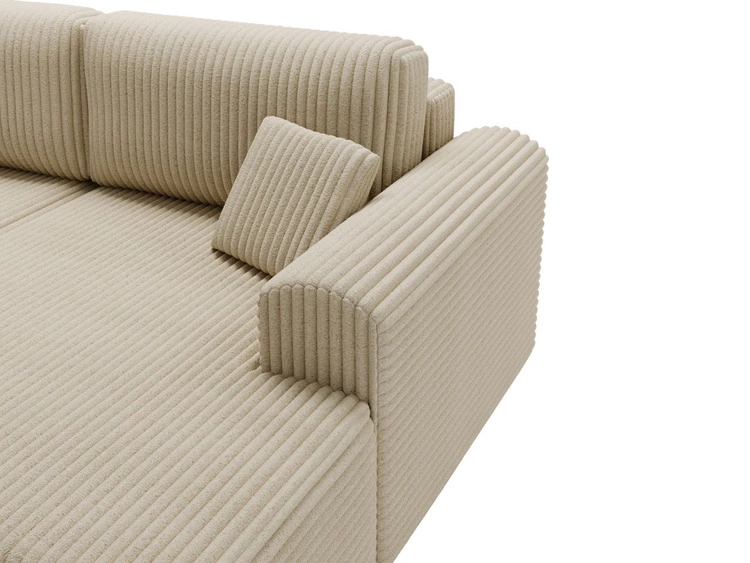 Ecksofa mit Schlaffunktion und Bettkasten Belvio rechts Beige