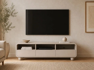 TV-Lowboard 160 cm mit Schubladen auf Kugelfüßen Soffio Kaschmir