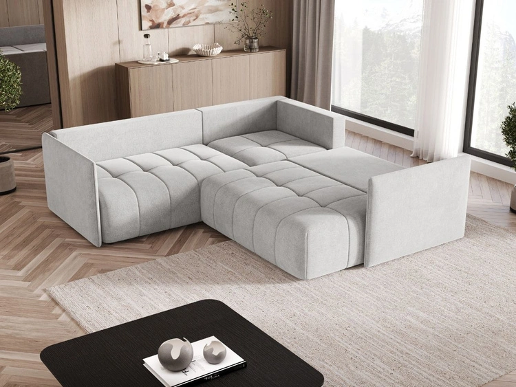 Ecksofa L-Form mit Schlaffunktion und Bettkasten Ardi L Hellgrau