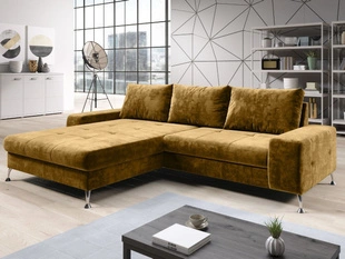 Ecksofa L-Form Links mit Schlaffunktion und Bettkasten Tonny Gelb