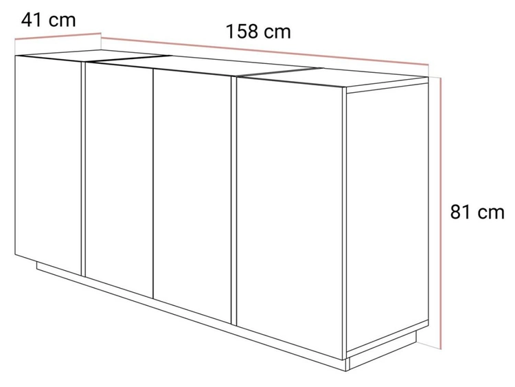 Viertürige Kommode 158 cm Glamour-Stil Lunelie Kaschmirglanz