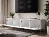 TV-Lowboard mit Türen auf Goldenen Metallbeinen 200 cm Nodoo Weiß Hochglanz