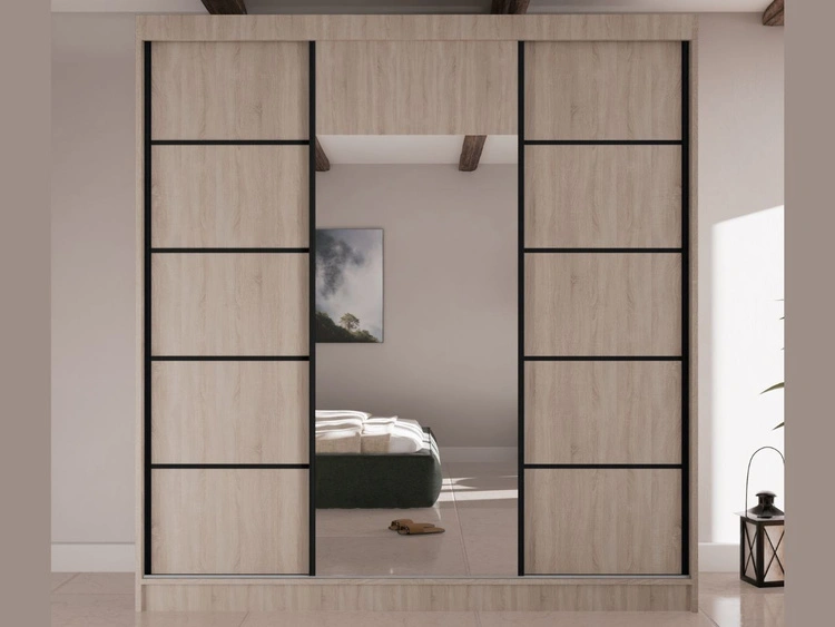 Schiebetürenschrank mit Spiegel 200 cm Maia Eiche Sonoma