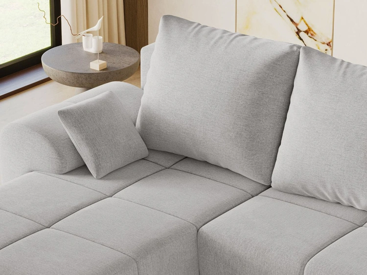 Ecksofa L-Form mit Schlaffunktion und Bettkasten Monti Links Grau