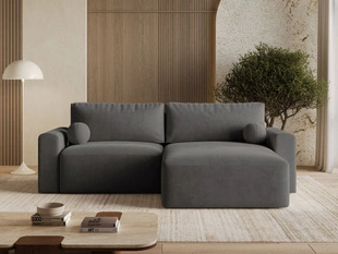 Ecksofa L-Form mit Schlaffunktion und Bettkasten Aurora Dunkelgrau