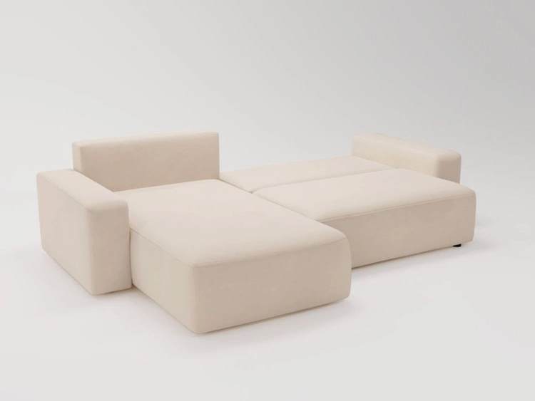 Ecksofa L-Form Links mit Schlaffunktion und Bettkasten Tazones Beige