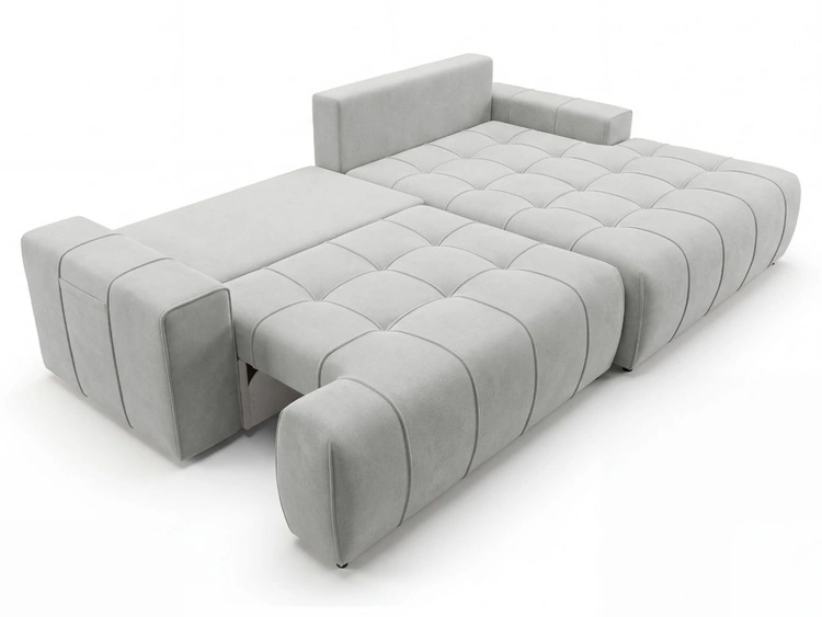 Ecksofa L-Form mit Schlaffunktion und Bettkasten Tulio Rechts Grau