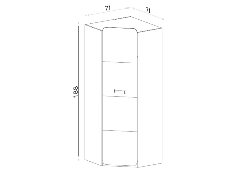 Eckkleiderschrank mit einer Tür für ein Jugendzimmer Lindo Weiß, Nash Eiche
