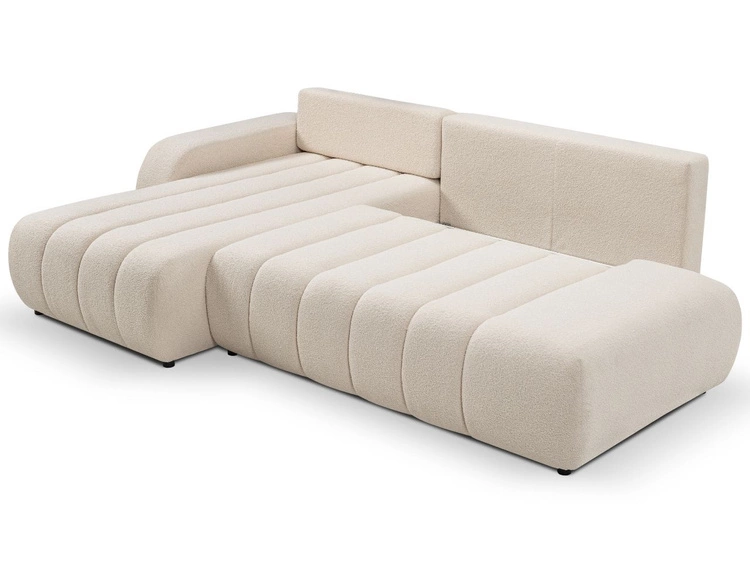 Ecksofa mit Schlaffunktion und Bettkasten Links Adoro Hellbeige