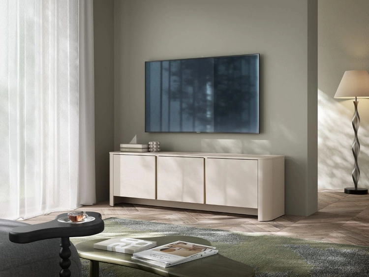 Fernsehschrank mit goldener Zierleiste für das Wohnzimmer Brillo Kaschmir