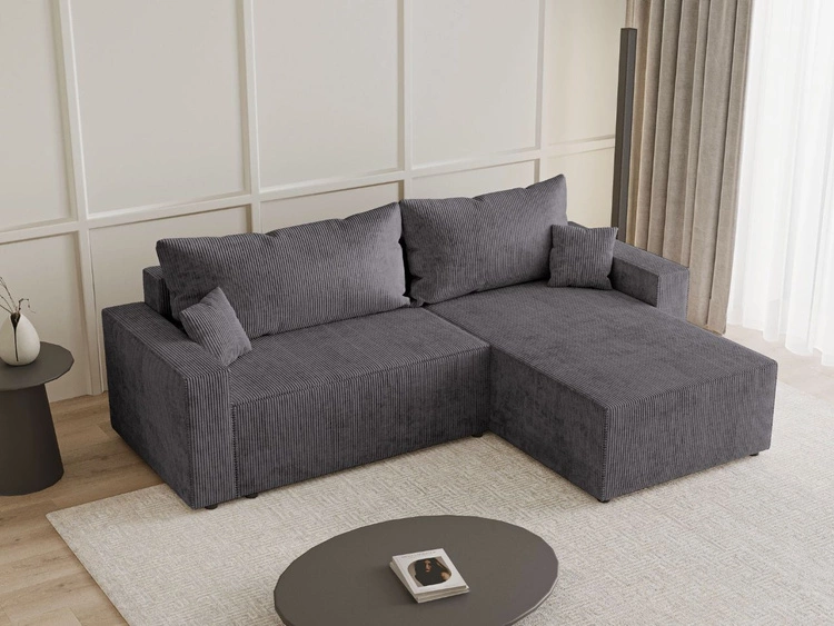 Ecksofa L-Form mit Schlaffunktion und Bettkasten Nivo Graphit