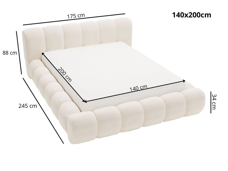 Polsterbett mit Bettkasten und Lattenrost 140x200 Doria Schwarz